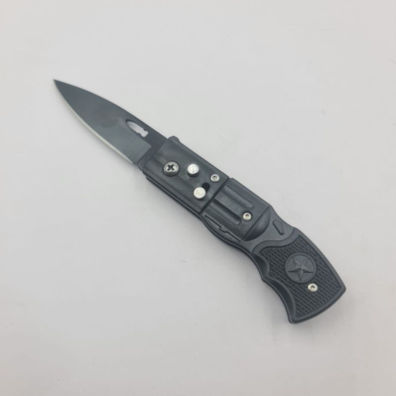 Sport si Outdoor - Camping - Cutite, bricege si accesorii - Cutite si bricege - Briceag cu Deschidere Automata, Model Pusca, Sistem Prindere Curea, 16 cm, Negru - Infinity.ro