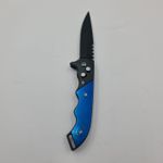 Sport si Outdoor - Camping - Cutite, bricege si accesorii - Cutite si bricege - Briceag cu Deschidere Automata, Sistem Prindere Curea, Agatatoare, 21 cm, Albastru - Infinity.ro