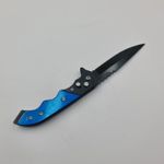 Sport si Outdoor - Camping - Cutite, bricege si accesorii - Cutite si bricege - Briceag cu Deschidere Automata, Sistem Prindere Curea, Agatatoare, 21 cm, Albastru - Infinity.ro