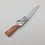 Sport si Outdoor - Camping - Cutite, bricege si accesorii - Cutite si bricege - Briceag cu Deschidere Automata, Inel, Maner Lemn, Husa, 21 cm - Infinity.ro