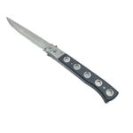 Sport si Outdoor - Camping - Cutite, bricege si accesorii - Cutite si bricege - Briceag cu Deschidere Automata, Model 5 Gauri, Otel, Husa, Prindere Curea, 31 cm, Negru - Infinity.ro