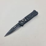 Sport si Outdoor - Camping - Cutite, bricege si accesorii - Cutite si bricege - Briceag Cap in Flacari, Deschidere Automata, Prindere Curea, Otel, Negru, 16 cm - Infinity.ro