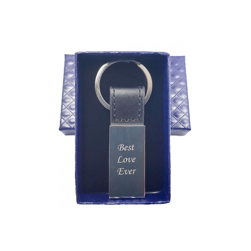 Fashion, accesorii si bijuterii - Barbati - Accesorii barbati - Alte accesorii barbati - Breloc personalizat metalic in forma de dreptunghi cu piele gravat cu textul tau - Infinity.ro