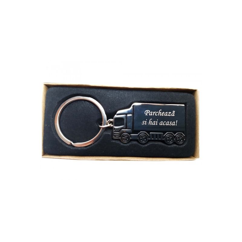 Fashion, accesorii si bijuterii - Barbati - Accesorii barbati - Alte accesorii barbati - Breloc personalizat metalic in forma de TIR. camion gravat cu textul tau - Infinity.ro