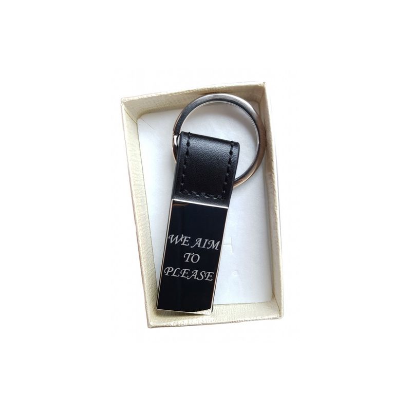 Fashion, accesorii si bijuterii - Barbati - Accesorii barbati - Alte accesorii barbati - Breloc personalizat metalic in forma de dreptunghi cu piele gravat cu textul tau - Infinity.ro