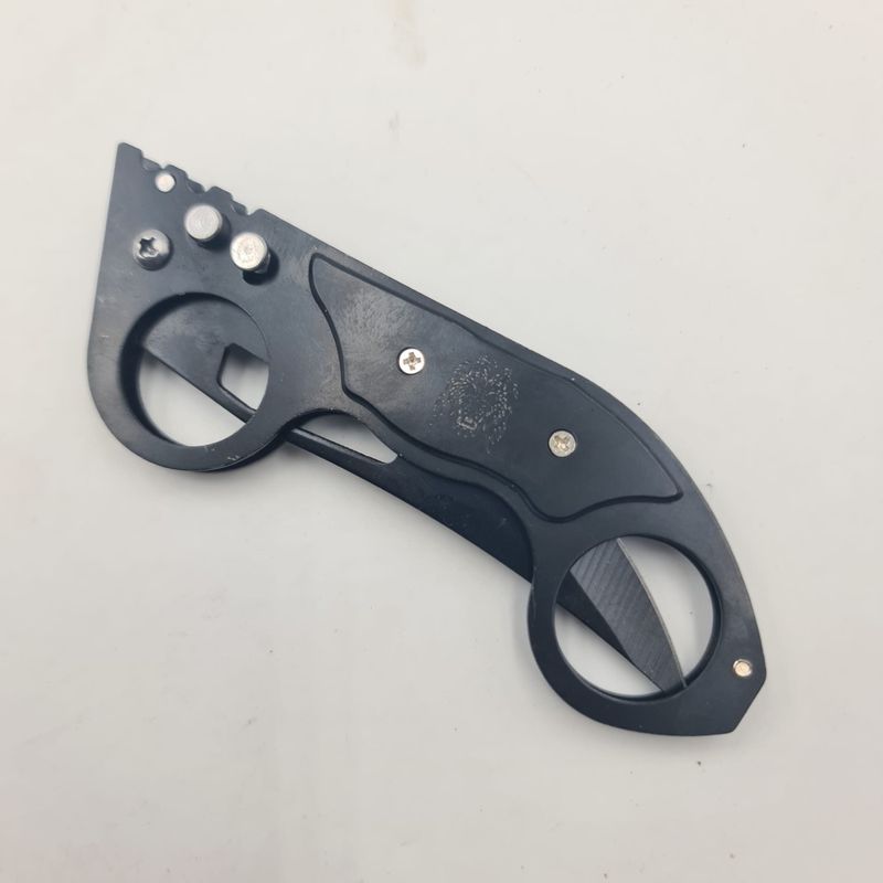 Sport si Outdoor - Camping - Cutite, bricege si accesorii - Cutite si bricege - Briceag 2 Inele, Deschidere Automata, Prindere Curea, Negru, 21 cm - Infinity.ro