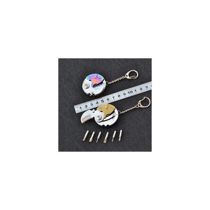 Sport si Outdoor - Camping - Cutite, bricege si accesorii - Cutite si bricege - breloc multifunctional surubelnite din otel inoxidabil, galben - Infinity.ro