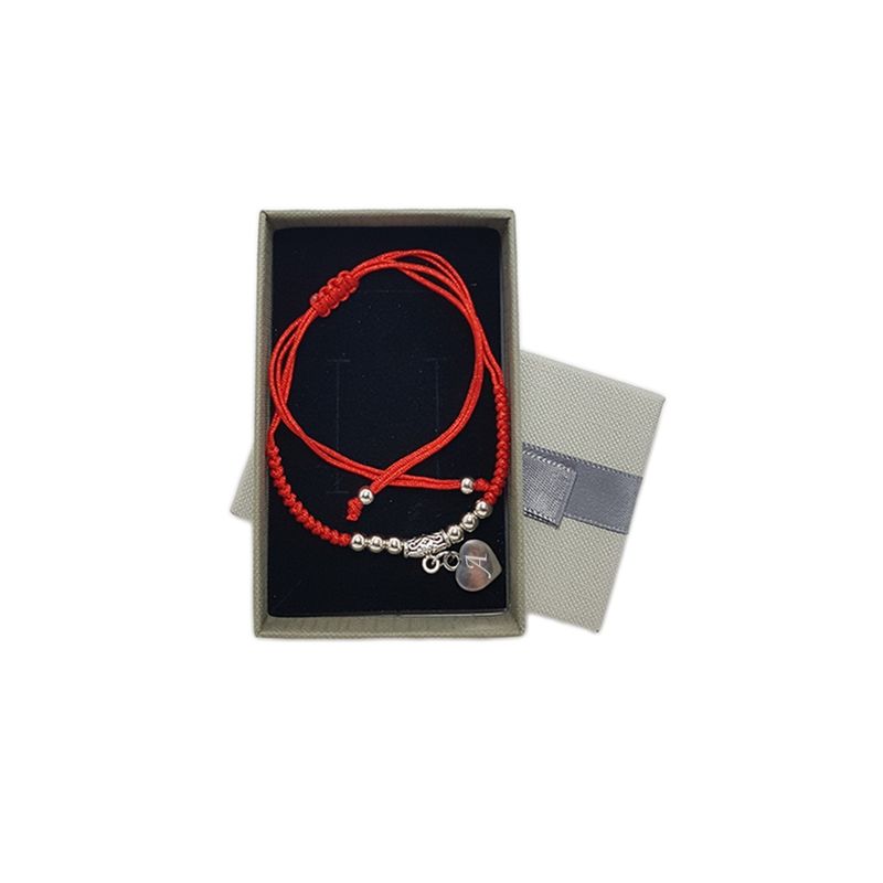 Fashion, accesorii si bijuterii - Femei - Bijuterii femei - Bratari femei - Bratara rosie cu charm pandantiv inima personalizata cu litera ta - Infinity.ro