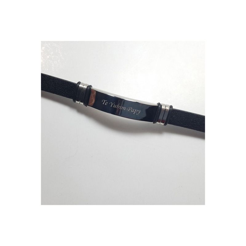 Fashion, accesorii si bijuterii - Femei - Bijuterii femei - Bratari femei - Bratara personalizata neagra piele gravata cu textul tau - Infinity.ro