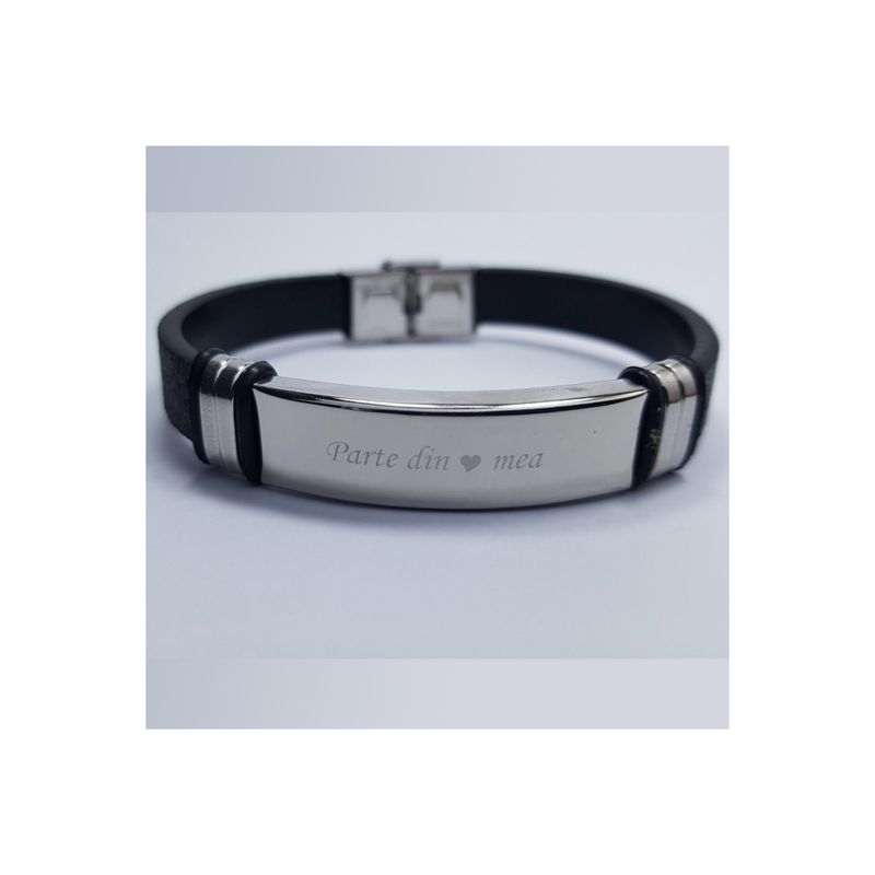 Fashion, accesorii si bijuterii - Femei - Bijuterii femei - Bratari femei - Bratara personalizata neagra piele gravata cu textul tau - Infinity.ro