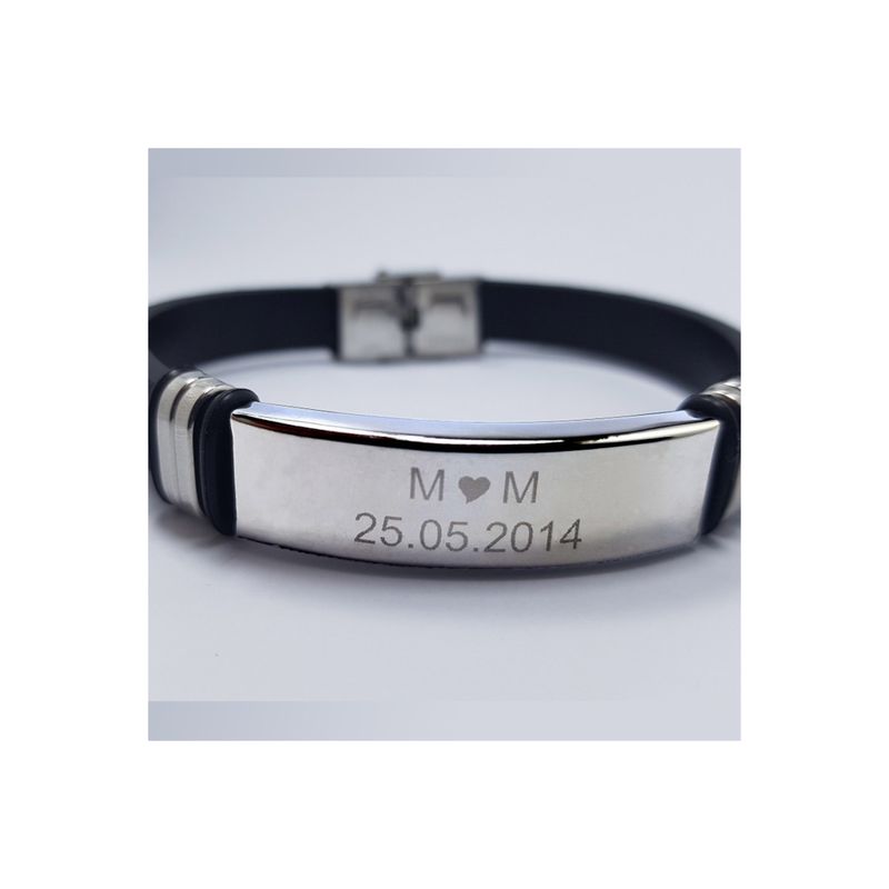 Fashion, accesorii si bijuterii - Femei - Bijuterii femei - Bratari femei - Bratara personalizata neagra piele gravata cu textul tau - Infinity.ro