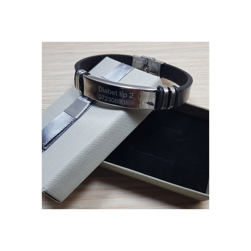 Fashion, accesorii si bijuterii - Femei - Bijuterii femei - Bratari femei - Bratara personalizata medicala Diabet tip 1. diabet tip 2 si numarul de telefon - Infinity.ro