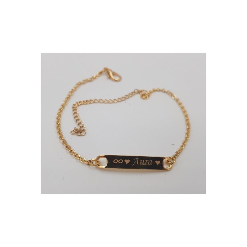 Fashion, accesorii si bijuterii - Femei - Bijuterii femei - Bratari femei - Bratara aurie dama. copil cu lantic ajustabila cu numele tau - Infinity.ro