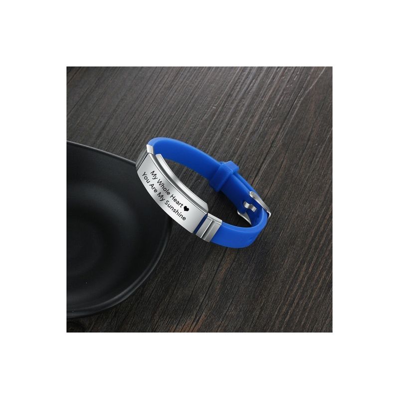 Fashion, accesorii si bijuterii - Femei - Bijuterii femei - Bratari femei - Bratara albastra silicon ajustabila gravata personalizata cu textul tau - Infinity.ro