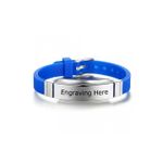 Fashion, accesorii si bijuterii - Femei - Bijuterii femei - Bratari femei - Bratara albastra silicon ajustabila gravata personalizata cu textul tau - Infinity.ro