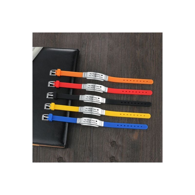 Fashion, accesorii si bijuterii - Femei - Bijuterii femei - Bratari femei - Bratara bleo silicon ajustabila gravata personalizata cu textul tau - Infinity.ro