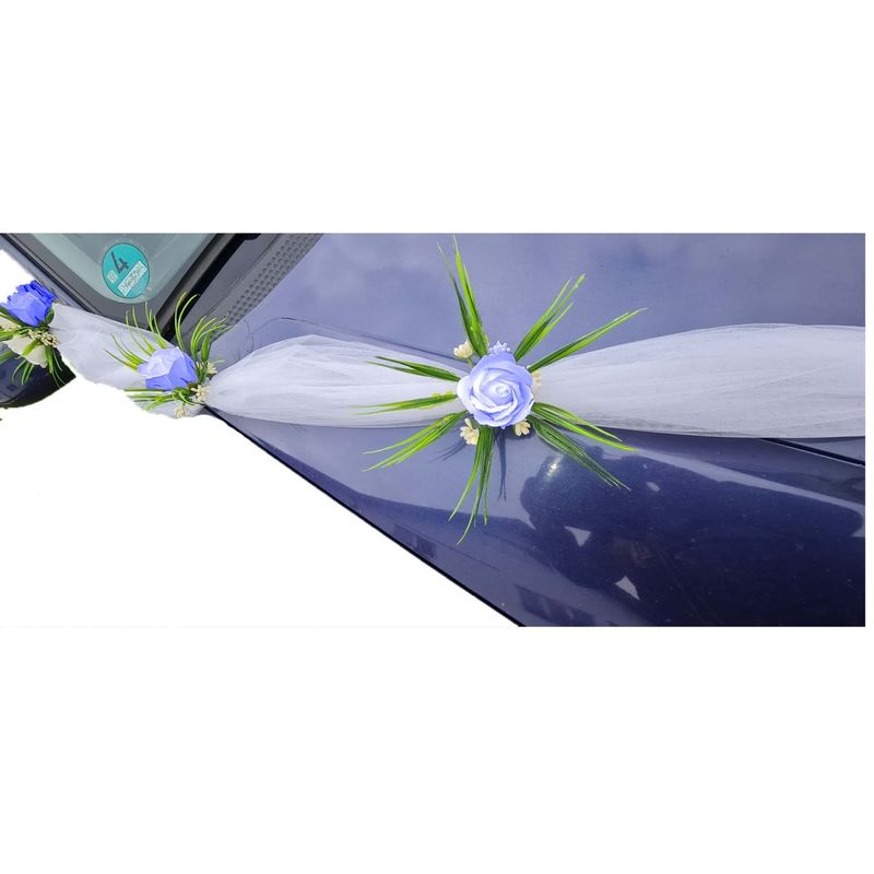 Market - Cadouri - Flori si aranjamente - Aranjament floral, masini, tematica nunta, albastru, 3 m, trandafiri - Infinity.ro