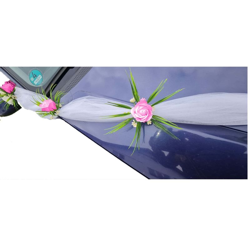 Market - Cadouri - Flori si aranjamente - Aranjament floral, masini, tematica nunta, roz, 3 m, trandafiri - Infinity.ro