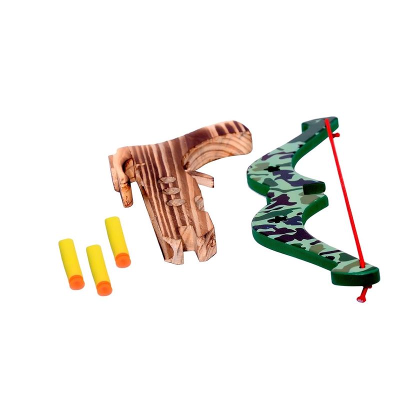 Jucarii, Copii si Bebe - Jucarii si jocuri - Jucarii de rol - Arme de jucarie - Arbaleta Ahelos, din lemn, 3 sageti jucarie pentru copii, multicolor, 23 cm - Infinity.ro