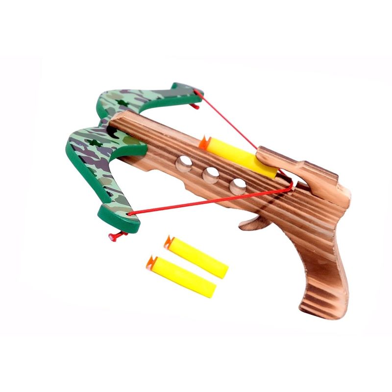 Jucarii, Copii si Bebe - Jucarii si jocuri - Jucarii de rol - Arme de jucarie - Arbaleta Ahelos, din lemn, 3 sageti jucarie pentru copii, multicolor, 23 cm - Infinity.ro