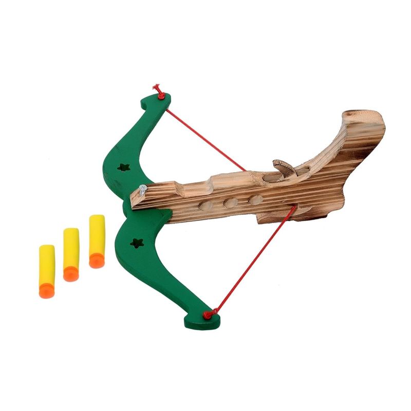 Jucarii, Copii si Bebe - Jucarii si jocuri - Jucarii de rol - Arme de jucarie - Arbaleta Ahelos, din lemn, 3 sageti jucarie pentru copii, multicolor, 23 cm - Infinity.ro