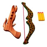 Jucarii, Copii si Bebe - Jucarii si jocuri - Jucarii de rol - Arme de jucarie - Arbaleta Ahelos, din lemn, 3 sageti jucarie pentru copii, multicolor, 23 cm - Infinity.ro