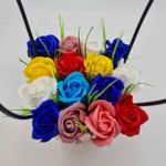 Market - Cadouri - Flori si aranjamente - Aranjament floral deosebit 15 trandafiri cutie crem, tip cosulet flori de sapun, - Infinity.ro