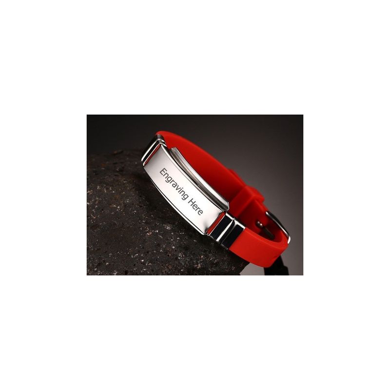 Fashion, accesorii si bijuterii - Femei - Bijuterii femei - Bratari femei - Bratara rosie silicon ajustabila gravata personalizata cu textul tau - Infinity.ro