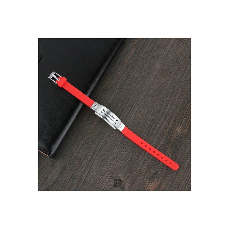 Fashion, accesorii si bijuterii - Femei - Bijuterii femei - Bratari femei - Bratara rosie silicon ajustabila gravata personalizata cu textul tau - Infinity.ro