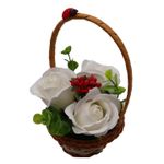 Market - Cadouri - Flori si aranjamente - Aranjament Floral, Cosulet Trandafiri,  3 Trandafiri Albi din Sapun - Infinity.ro
