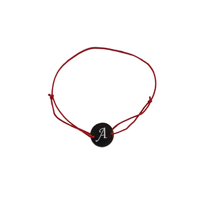 Fashion, accesorii si bijuterii - Femei - Bijuterii femei - Bratari femei - Bratara rosie cu banut argintiu personalizata cu textul tau - Infinity.ro