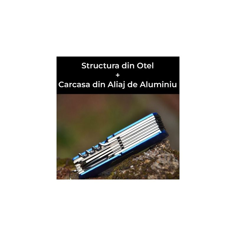 Sport si Outdoor - Camping - Cutite, bricege si accesorii - Cutite si bricege - Briceag Multifunctional, 12 in 1,  90x19x22 mm, Otel Inoxidabil - Infinity.ro