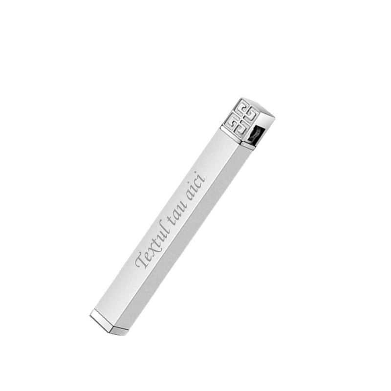 Market - Tutun si tigari - Articole si accesorii tutun - Bricheta Slim, din Metal, Cu Capac, Antivant, Reincarcabila, Gravata cu Textul Tau, 8 cm - Infinity.ro