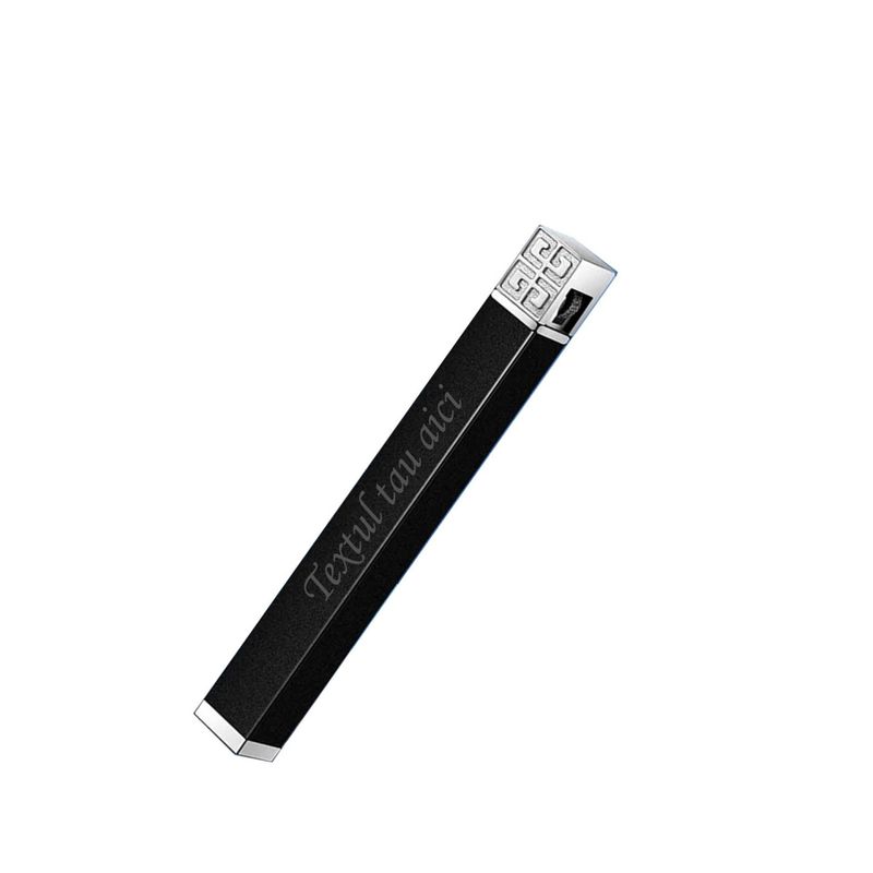 Market - Tutun si tigari - Articole si accesorii tutun - Bricheta Slim, din Metal, Cu Capac, Antivant, Reincarcabila, Gravata cu Textul Tau, 8 cm - Infinity.ro
