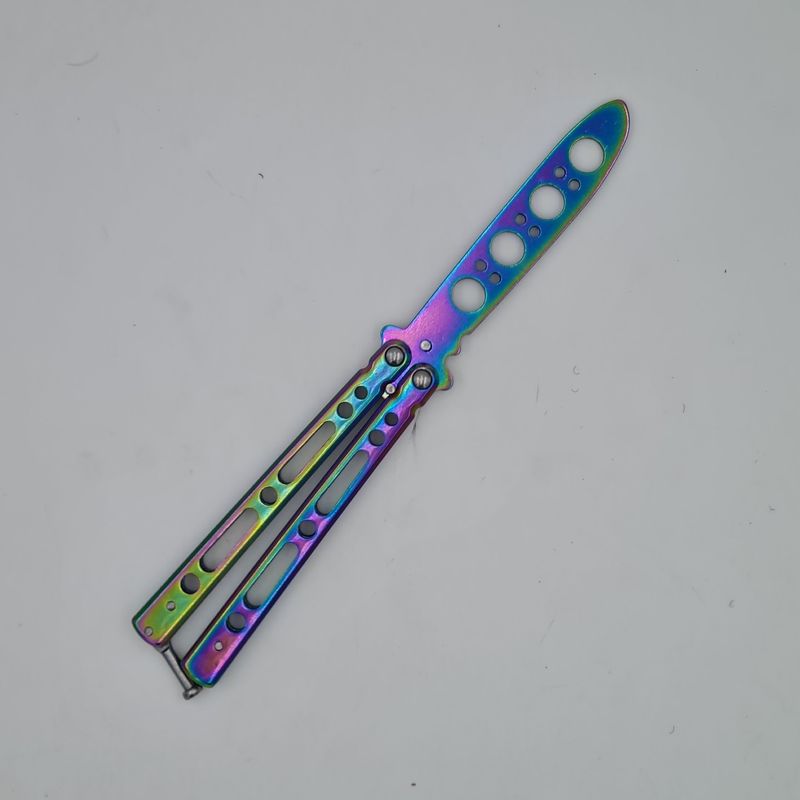 Sport si Outdoor - Camping - Cutite, bricege si accesorii - Cutite si bricege - Cutit fluture Butterfly, Balisong  22.50 cm, fade, fara tais, de antrenament, model simplu - Infinity.ro