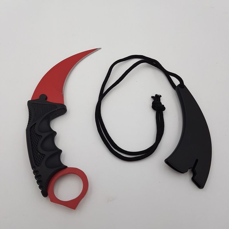 Sport si Outdoor - Camping - Cutite, bricege si accesorii - Cutite si bricege - Cutit Karambit CS: GO Rosu - Infinity.ro