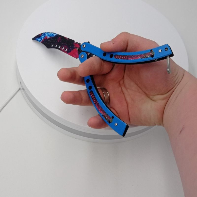 Sport si Outdoor - Camping - Cutite, bricege si accesorii - Cutite si bricege - Cutit fluture, Butterfly,  fara tais, model galaxie, curbat, 26 cm - Infinity.ro