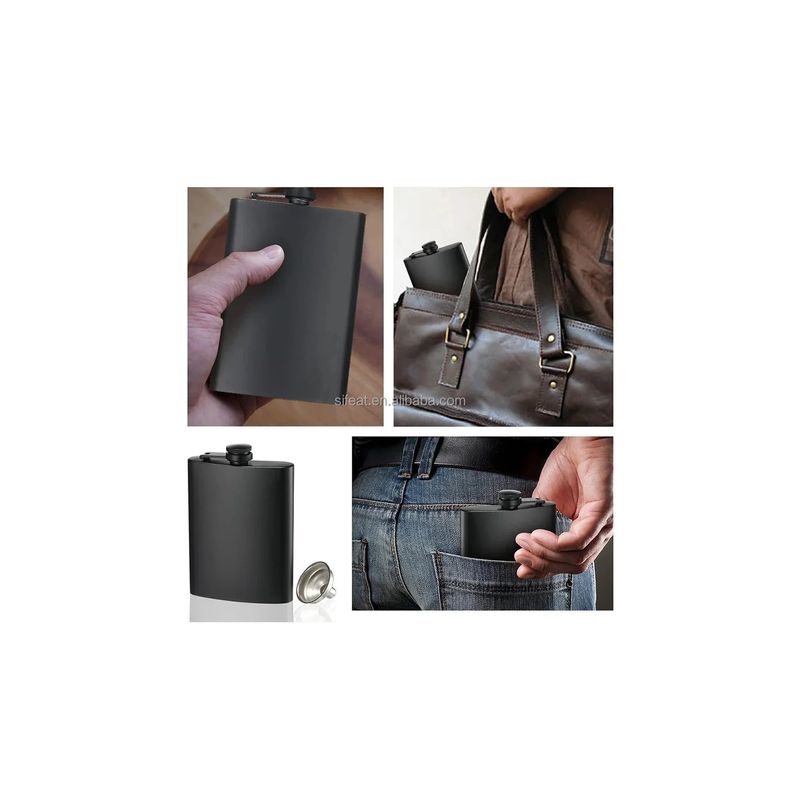 Casa si Gradina - Bucatarie si vesela - Cani si pahare - Sticle - Sticla de buzunar din otel inoxidabil cu capacitate de 180 ml, negru - Infinity.ro