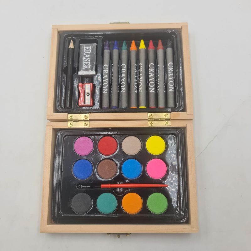 Carti si Birotica - Rechizite - Pictura si desen - Acuarele si culori - Acuarele, 12 Culori, Creioane Colorate, Cutie Lemn, 16 cm, Crem - Infinity.ro