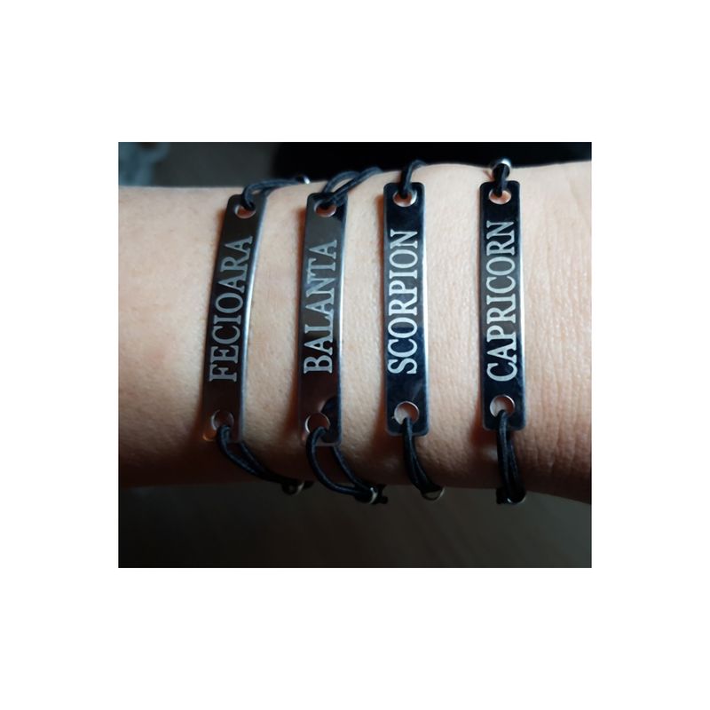 Fashion, accesorii si bijuterii - Femei - Bijuterii femei - Bratari femei - Bratara neagra cu snur ajustabil zodia balanta - Infinity.ro