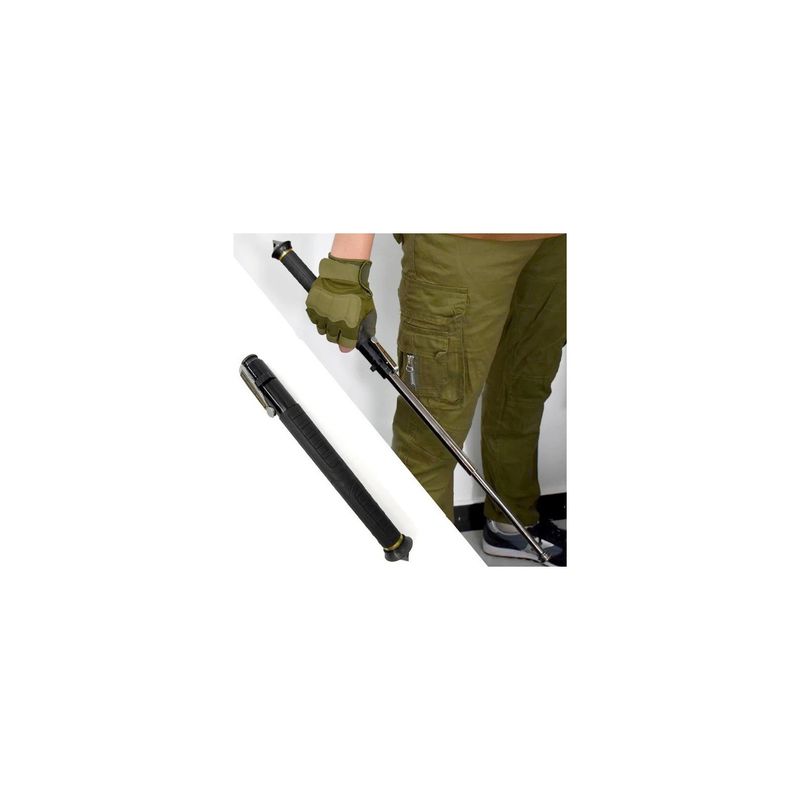 Sport si Outdoor - Sporturi de contact - Produse autoaparare - Baston telescopic automat profesional din otel, deschidere pe buton, 64 cm, 3 sectiuni, husa, cutie, maner cauciuc - Infinity.ro