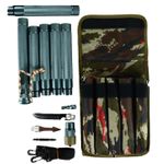 Sport si Outdoor - Sporturi de contact - Produse autoaparare - Baston Telescopic cu 6 Segmente, Agatatoare Dubla, Husa Textila, 3 Cutite Varf, Gri, 109 cm - Infinity.ro