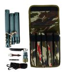 Sport si Outdoor - Sporturi de contact - Produse autoaparare - Baston Telescopic cu 3 Segmente, Agatatoare Dubla, Husa Textila, 3 Cutite Varf, Gri, 56 cm - Infinity.ro