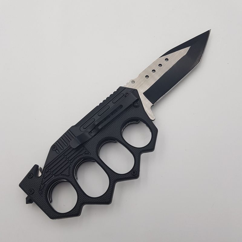 Sport si Outdoor - Sporturi de contact - Produse autoaparare - Pumnal tip box, rozeta autoaparare, cutit briceag, 23 cm,  rosu si negru - Infinity.ro