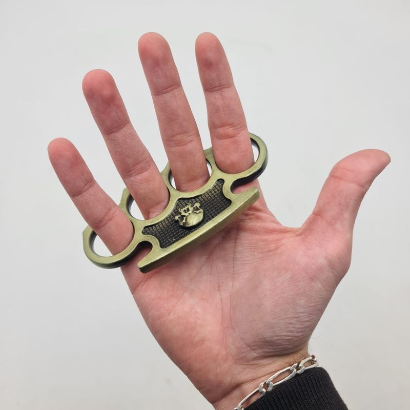 Sport si Outdoor - Sporturi de contact - Produse autoaparare - Pumnal Tip Box, Autoaparare, Maner Cap de Mort, Verde - Infinity.ro