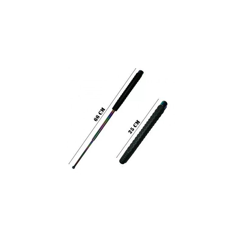 Sport si Outdoor - Sporturi de contact - Produse autoaparare - Baston telescopic din otel, fade, 66 cm, 3 sectiuni, husa, cutie, maner cauciuc - Infinity.ro