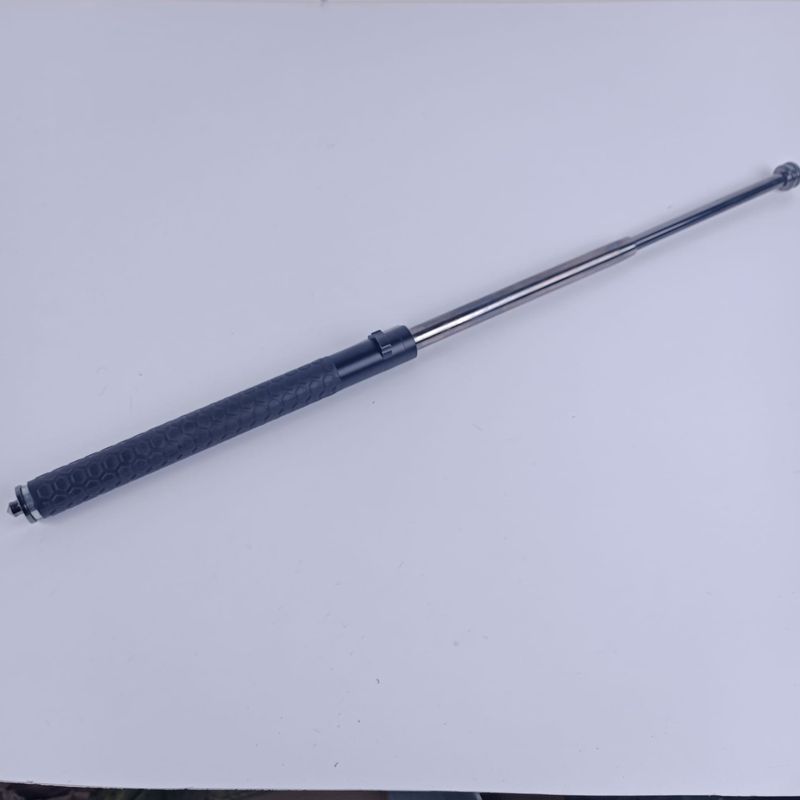 Sport si Outdoor - Sporturi de contact - Produse autoaparare - Baston Telescopic Automat, Otel, Husa, Spart Geam, Maner Anti Alunecare, 64 cm, Negru - Infinity.ro