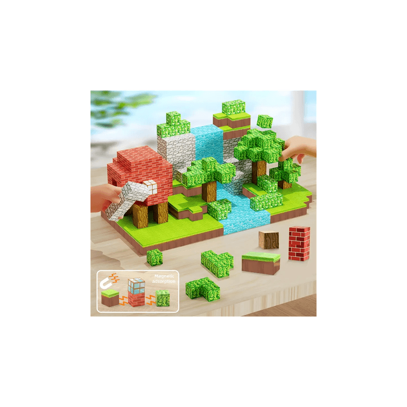 Jucarii, Copii si Bebe - Jucarii si jocuri - Jucarii & jocuri educative - Jucarii interactive - Minecube Inteligent Cuburi Magnetice de Constructie Craft, Casa, 64 buc - Infinity.ro