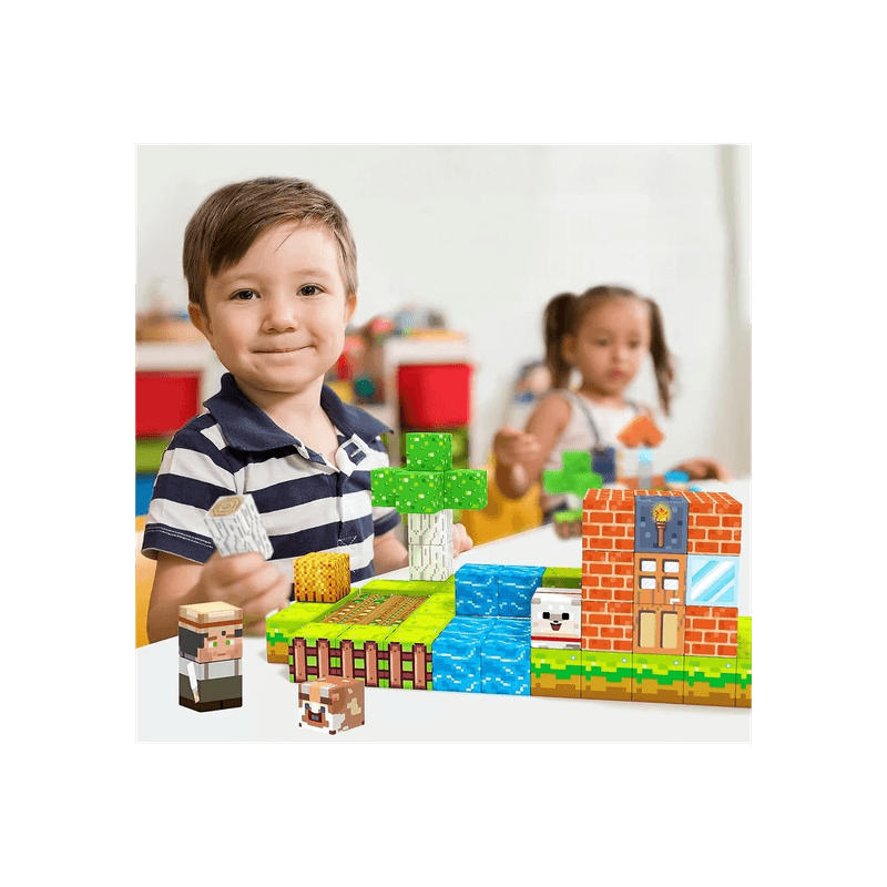 Jucarii, Copii si Bebe - Jucarii si jocuri - Jucarii & jocuri educative - Jucarii interactive - Minecube Inteligent Cuburi Magnetice de Constructie Craft, Casa, 64 buc - Infinity.ro