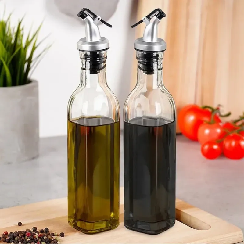 Casa si Gradina - Bucatarie si vesela - Ustensile bucatarie - Oliviere - Set 2 sticle pentru ulei si otet, 290ml, din sticla cu dozatoare, 5x5x30.5 cm, Transparent ABYZ - Infinity.ro